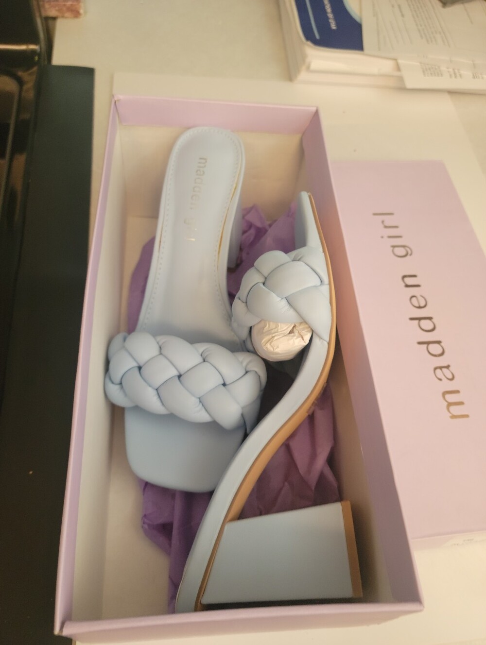 Madden Girl Baby Blue Braided Heels